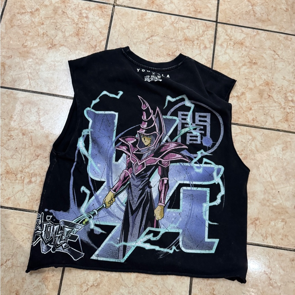 YOUNGLA X YU-GI-OH Black Graphic Sleeveless Top - Picture 2 of 2